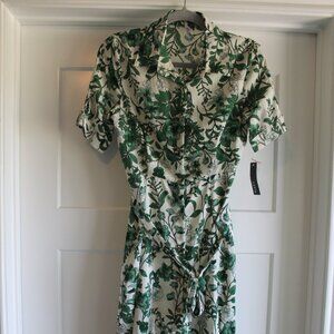 LAPIS Floral Tiered Cotton Shirt Dress